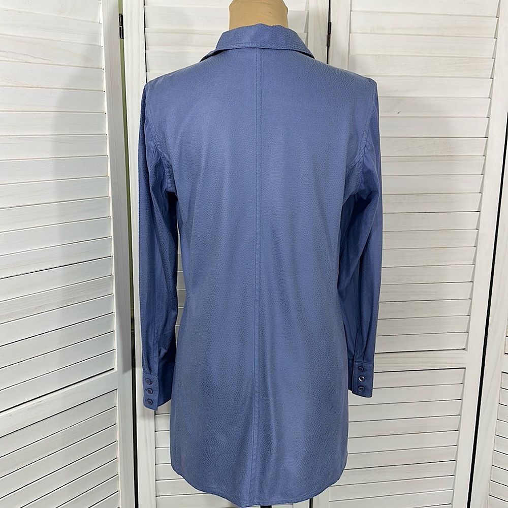 Chico’s Tunic Shirt Size 1 (8) Blue Long Sleeve - Picture 9 of 14